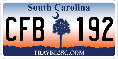 SC license plate CFB192