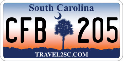 SC license plate CFB205