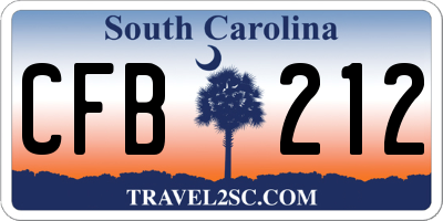 SC license plate CFB212