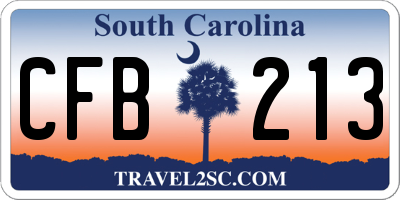 SC license plate CFB213