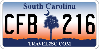 SC license plate CFB216