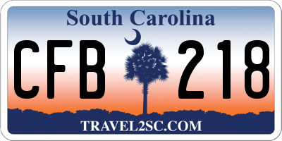 SC license plate CFB218