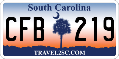 SC license plate CFB219