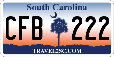 SC license plate CFB222