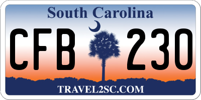 SC license plate CFB230