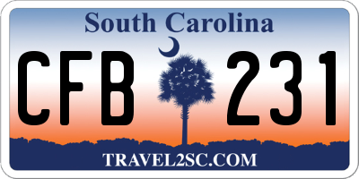 SC license plate CFB231