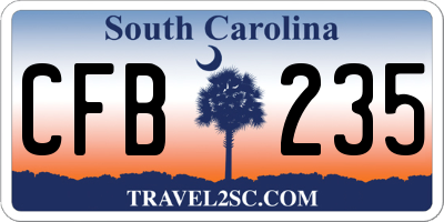 SC license plate CFB235
