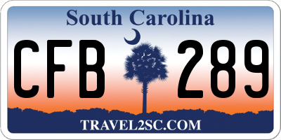 SC license plate CFB289
