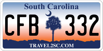 SC license plate CFB332
