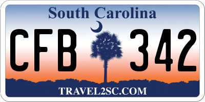 SC license plate CFB342