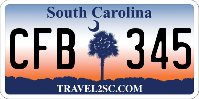 SC license plate CFB345