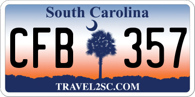 SC license plate CFB357