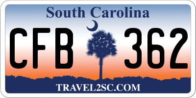SC license plate CFB362