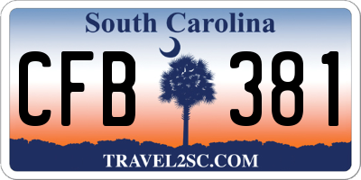 SC license plate CFB381