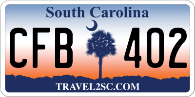 SC license plate CFB402
