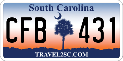 SC license plate CFB431