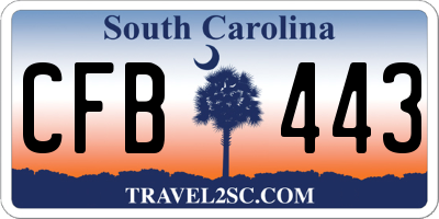 SC license plate CFB443