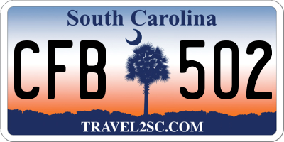 SC license plate CFB502