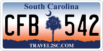 SC license plate CFB542
