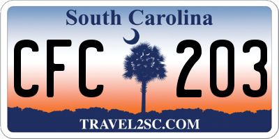 SC license plate CFC203