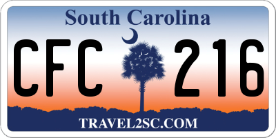 SC license plate CFC216
