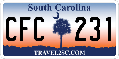 SC license plate CFC231