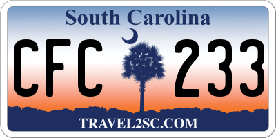 SC license plate CFC233