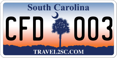 SC license plate CFD003