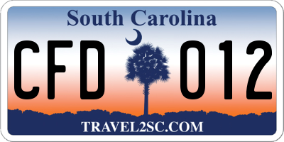 SC license plate CFD012