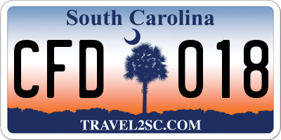 SC license plate CFD018