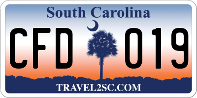 SC license plate CFD019