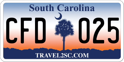 SC license plate CFD025