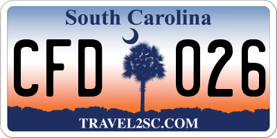 SC license plate CFD026