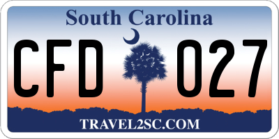 SC license plate CFD027