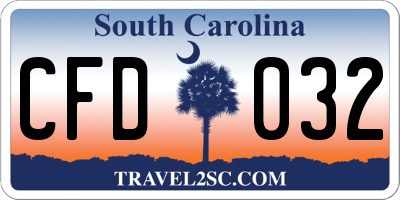 SC license plate CFD032