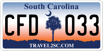 SC license plate CFD033