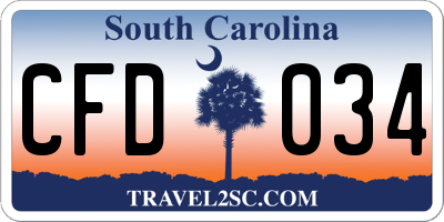 SC license plate CFD034