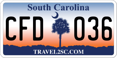 SC license plate CFD036