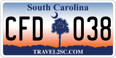SC license plate CFD038