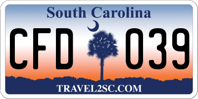SC license plate CFD039