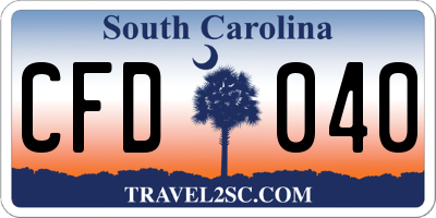 SC license plate CFD040