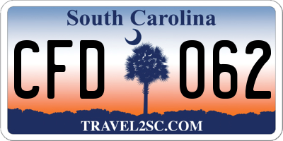 SC license plate CFD062