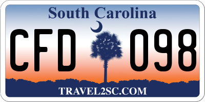 SC license plate CFD098