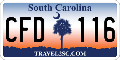 SC license plate CFD116