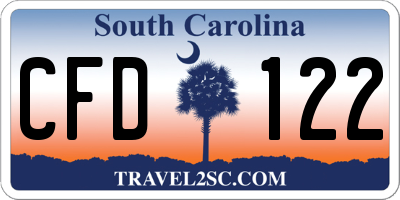 SC license plate CFD122