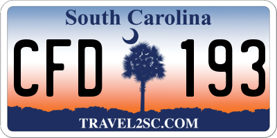 SC license plate CFD193