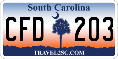 SC license plate CFD203