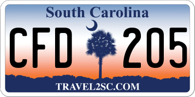 SC license plate CFD205