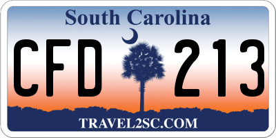 SC license plate CFD213