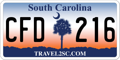 SC license plate CFD216